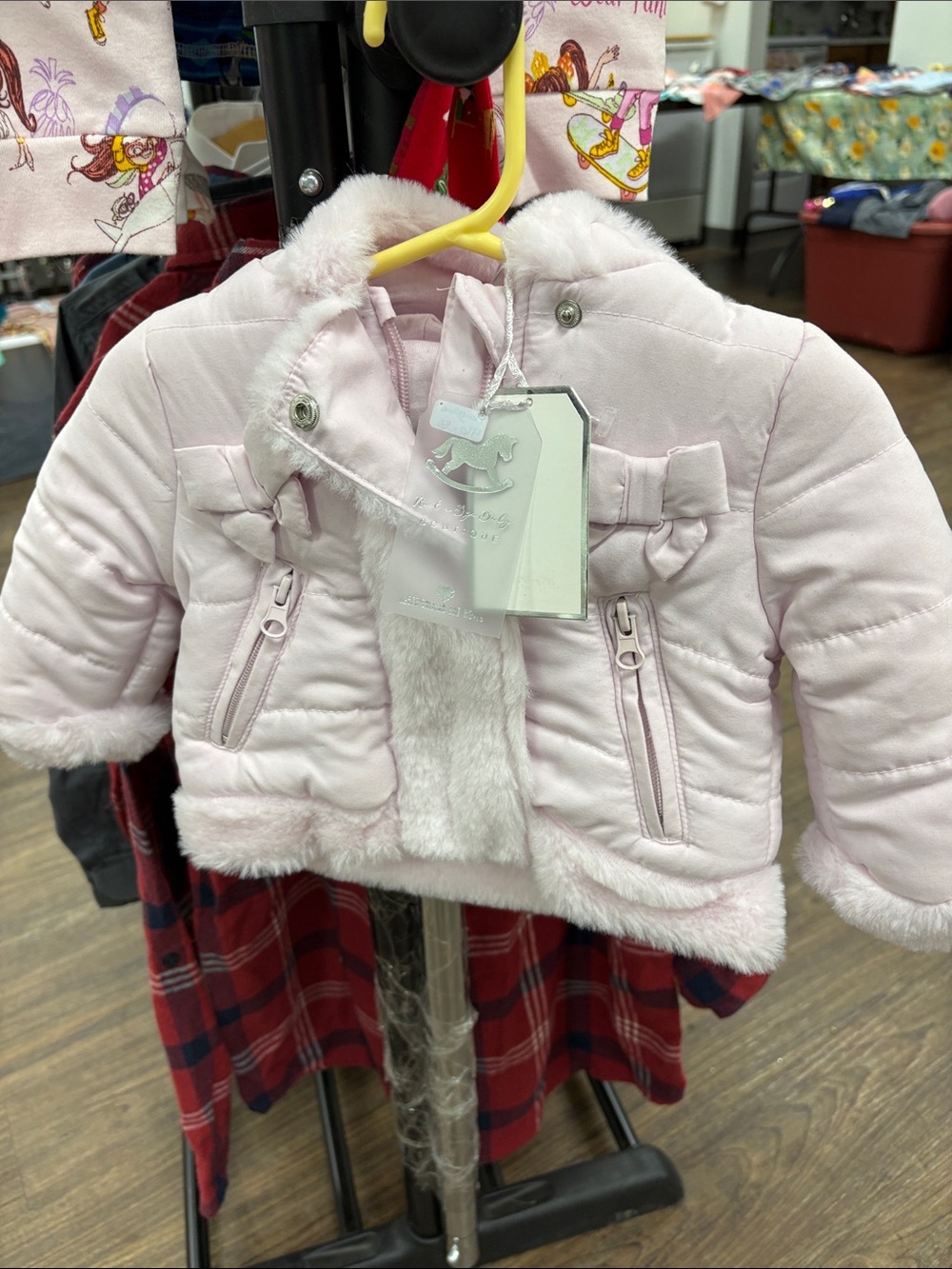 Prince Baby Pink Faux Fur-Trim Quilted Puffer Jacket